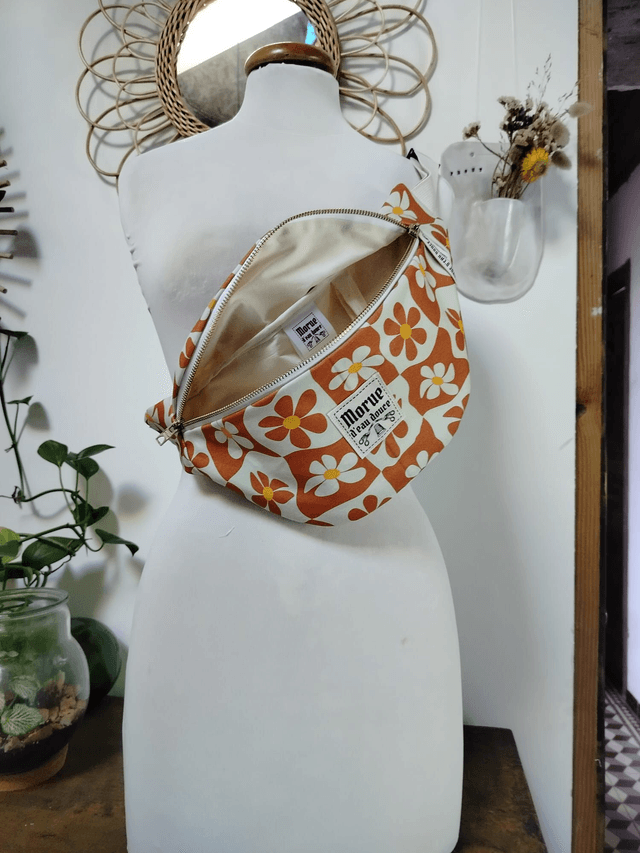 Sac Banane M Fleur Orange 70s