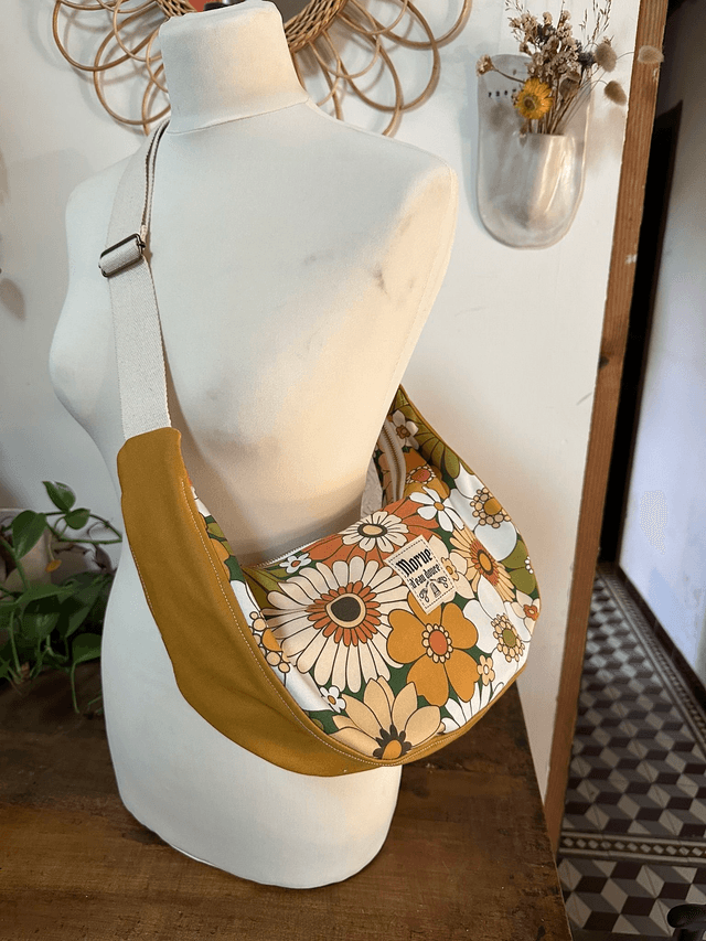 sac banoulière retro caravane moutarde vert 